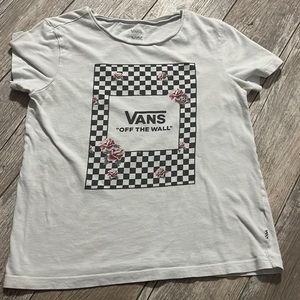 Vans “off the wall” rose and checkerboard t shirt